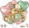 12 Inch Retro Sage Green Pink Nude Metallic Gold Confetti Balloons(Green Pink Gold)